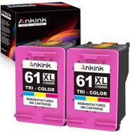 ankink high yield remanufactured hp 61 xl 61xl hp61 ink cartridges color combo pack for envy 4500 5530 4502 officejet 4630 4635 deskjet 2622 1000 2050 printer(2 tri-color) logo