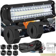 🔦 suzco 12 inch led light bar: powerful triple row spot/flood/combo lights with wiring harness and mount bracket for off-road truck jeep atv utv logo