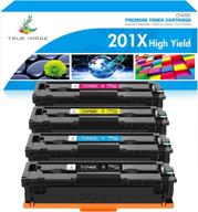 premium quality true image compatible toner cartridge set for hp 201a 201x cf400x cf400a color pro mfp m277dw m252dw m277c6 cf401x cf402x cf403x m252 m277 printer - black, cyan, yellow, magenta - 4 pack logo