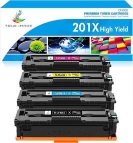 img 4 attached to Premium Quality TRUE IMAGE Compatible Toner Cartridge Set for HP 201A 201X CF400X CF400A Color Pro MFP M277dw M252dw M277c6 CF401X CF402X CF403X M252 M277 Printer - Black, Cyan, Yellow, Magenta - 4 Pack