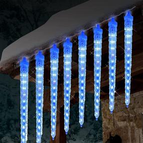 img 4 attached to 🎄 WATERGLIDE Meteor Shower Lights: Stunning Outdoor Icicle Christmas Lights - 10 Icicles, 240 LED Crystal Ice Falling Lights in Blue - Perfect for Xmas Winter Party Tree Decoration