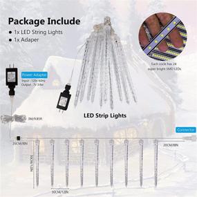 img 1 attached to 🎄 WATERGLIDE Meteor Shower Lights: Stunning Outdoor Icicle Christmas Lights - 10 Icicles, 240 LED Crystal Ice Falling Lights in Blue - Perfect for Xmas Winter Party Tree Decoration