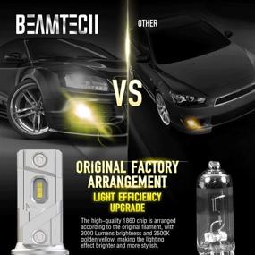 img 2 attached to 🌟Лампы для противотуманных фар BEAMTECH H10 LED: ультраяркая золотисто-желтая, 360° угол освещения, 3000 люмен - набор из 2 штук