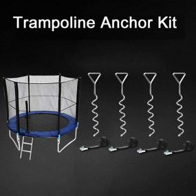 img 1 attached to Secure Your Trampoline with Aimbinet Heavy Duty Anchor Kit: Set of 4 Ground Anchor Wind Stakes and 8 Feet of Rope Included