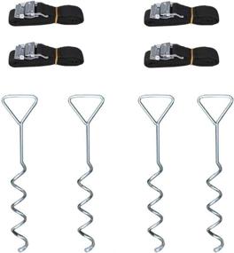 img 4 attached to Secure Your Trampoline with Aimbinet Heavy Duty Anchor Kit: Set of 4 Ground Anchor Wind Stakes and 8 Feet of Rope Included