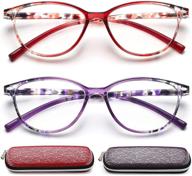 👓 модные очки для чтения для мужчин и женщин - очки для блокировки синего света на компьютера +1.25 для взрослых, модные прочные очки для чтения - набор из 2 шт. логотип