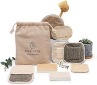 🌱 10-piece eco-friendly kitchen cleaning set: compostable hemp & loofah dish sponges, bamboo brush & bonus hemp face washcloth logo