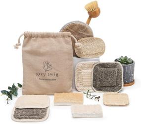 img 4 attached to 🌱 10-Piece Eco-Friendly Kitchen Cleaning Set: Compostable Hemp & Loofah Dish Sponges, Bamboo Brush & Bonus Hemp Face Washcloth