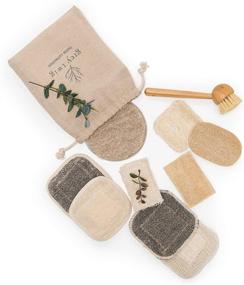 img 2 attached to 🌱 10-Piece Eco-Friendly Kitchen Cleaning Set: Compostable Hemp & Loofah Dish Sponges, Bamboo Brush & Bonus Hemp Face Washcloth