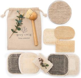 img 3 attached to 🌱 10-Piece Eco-Friendly Kitchen Cleaning Set: Compostable Hemp & Loofah Dish Sponges, Bamboo Brush & Bonus Hemp Face Washcloth