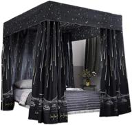 🏷️ joylife canopy bed curtains with lights - twin size, black color - 4 corner post bed canopy curtain set for girls, adults, and kids logo