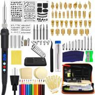 🔥 professional wood burning kit with lcd display pyrography pen - 112pcs, 60w adjustable temperature, conversion head - ideal for adult beginners, diy embossing, carving, soldering tips logo