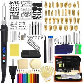 img 4 attached to 🔥 Professional Wood Burning Kit with LCD Display Pyrography Pen - 112PCS, 60W Adjustable Temperature, Conversion Head - Ideal for Adult Beginners, DIY Embossing, Carving, Soldering Tips