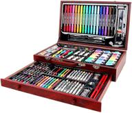 🎨 123 piece deluxe wooden art set for kids - artoys crafts drawing painting kit with oil pastels, crayons, watercolor cakes - perfect christmas and birthday creative gift box for girls and boys 5-10 logo