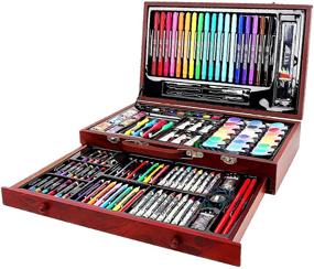 img 3 attached to 🎨 123 Piece Deluxe Wooden Art Set for Kids - ARTOYS Crafts Drawing Painting Kit with Oil Pastels, Crayons, Watercolor Cakes - Perfect Christmas and Birthday Creative Gift Box for Girls and Boys 5-10