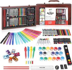 img 2 attached to 🎨 123 Piece Deluxe Wooden Art Set for Kids - ARTOYS Crafts Drawing Painting Kit with Oil Pastels, Crayons, Watercolor Cakes - Perfect Christmas and Birthday Creative Gift Box for Girls and Boys 5-10