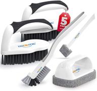 🧽 holikme 5 pack deep cleaning brush set for bathroom, floor, tub, shower, tile, and kitchen surface – scrub brush, grout and corner brush with scraper tip, scouring pads (black) logo