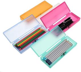 img 3 attached to 🖍️ BTSKY 5 Pack Colorful Plastic Pencil Box: Organize Pencils, Pens, Drill Bits, Office Supplies with Snap Closure