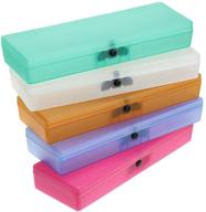 🖍️ btsky 5 pack colorful plastic pencil box: organize pencils, pens, drill bits, office supplies with snap closure logo