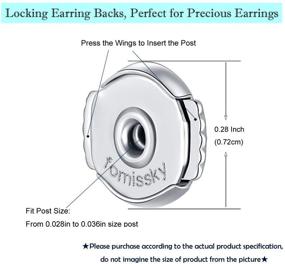 img 1 attached to 🔒 Fomissky Locking Earring Backs for Studs, 2 Pairs | Secure Spring Earring Back Replacements | 18K White Gold Plated