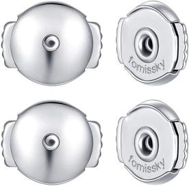 img 2 attached to 🔒 Fomissky Locking Earring Backs for Studs, 2 Pairs | Secure Spring Earring Back Replacements | 18K White Gold Plated