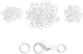 img 2 attached to AD Beads 50-Piece Lobster Claws Clasps & 100-Piece 5mm Match Color Open Jump Rings Set - Ideal for Necklace, Bracelet, and Jewelry Making (6x10mm, Silver)