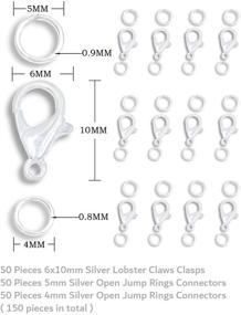 img 3 attached to AD Beads 50-Piece Lobster Claws Clasps & 100-Piece 5mm Match Color Open Jump Rings Set - Ideal for Necklace, Bracelet, and Jewelry Making (6x10mm, Silver)