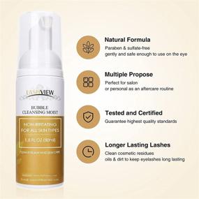 img 4 attached to 🧼 LASHVIEW Eyelash Extension Cleanser Shampoo, 50ml with Brush - Gentle Formula, Eyelid Foaming Cleanser for Homes and Salons - Easy to Use and Rinse, Free from Irritation