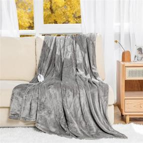 img 4 attached to 🔥 CozyLuxe Heated Blanket Electric Throw: 62"x84" Oversize Twin Size Flannel - Fast Heating, ETL Certified, 4 Heating Levels, 10-Hr Auto Off, Machine Washable