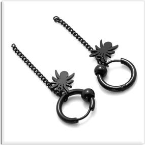 img 1 attached to 🕷️ Xusamss Punk Jewelry: Trendy Stainless Steel Spider Long Chain Dangle Huggie Earrings