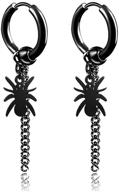 🕷️ xusamss punk jewelry: trendy stainless steel spider long chain dangle huggie earrings logo