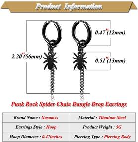 img 3 attached to 🕷️ Xusamss Punk Jewelry: Trendy Stainless Steel Spider Long Chain Dangle Huggie Earrings