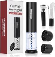 🍷 cielclair electric wine bottle opener set: 6-in-1 rechargeable corkscrew with foil cutter, pourer, vacuum stopper, champagne stopper - black | perfect wine lover's gift логотип