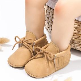 img 2 attached to 👶 Meckior First Walkers: Unisex Baby Boys Girls Moccasins with Soft Sole & Tassels - Anti-Slip Loafer Shoes for Pre-walkers