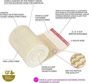 img 1 attached to Organic Cotton Elastic Bandage Wrap with Hook &amp; Loop Fasteners, Latex Free Hypoallergenic Compression Roll for Sprains &amp; Injuries (3&#34; Wide, 2 Pack) - GT USA