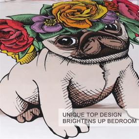 img 4 attached to 🌹 Blessliving Pug Rose Duvet Cover - Adorable Puppy and Floral Design Bedding for Teens - 3 Piece Unique Cute Set (Full)