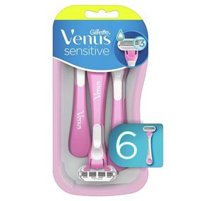 img 4 attached to Познакомьтесь с одноразовыми бритвами Gillette Venus Sensitive: 6 штук для гладкого и комфортного бритья на чувствительной коже.