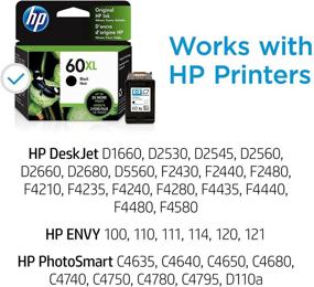 img 3 attached to 🖨️ HP 60XL Black Ink Cartridge for HP DeskJet D2500 Series, F2430, F4200 Series, F4400 Series, ENVY 100, 110, 111, 114, 120 & Photosmart C4600, C4700 Series - CC641WN