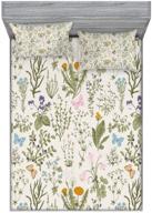 🌸 floral vintage garden plants fitted sheet & pillow sham set: botanical classic design, full bedding decor in pink blue - ambesonne logo