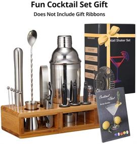 img 2 attached to 🍸 Flurff 19-Piece Bartender Kit: Cocktail Shaker Set with 25 Oz Stainless Steel Martini Shaker, Bamboo Stand, Recipes – The Perfect Bar Tools Set for Home Bar Parties