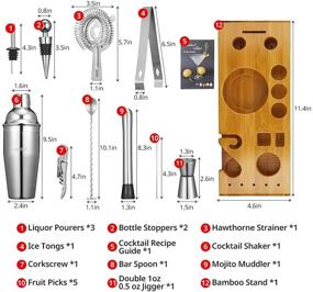 img 1 attached to 🍸 Flurff 19-Piece Bartender Kit: Cocktail Shaker Set with 25 Oz Stainless Steel Martini Shaker, Bamboo Stand, Recipes – The Perfect Bar Tools Set for Home Bar Parties