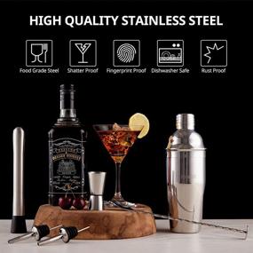 img 3 attached to 🍸 Flurff 19-Piece Bartender Kit: Cocktail Shaker Set with 25 Oz Stainless Steel Martini Shaker, Bamboo Stand, Recipes – The Perfect Bar Tools Set for Home Bar Parties