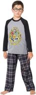 🏰 hogwarts school crest raglan pajama set for big boys - intimo logo