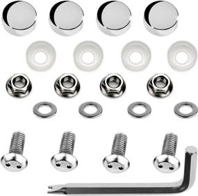 img 4 attached to 🏍️ LFParts Stainless Steel Motorcycle License Plate Frame Fasteners - Rust Resistant, Anti-Theft Machine Type Screws (M6x12mm) with Chrome Caps