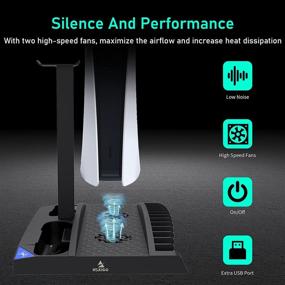 img 3 attached to 🎮 NexiGo Upgraded Vertical Stand for PS5 with Cooling Fans, Dual Controllers Charger, Game Storage & Headset Holder - Black