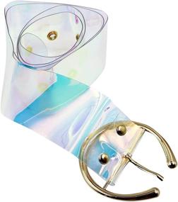 img 3 attached to Fashion Holographic Transparent Buckle Waistband Women's Accessories and Belts