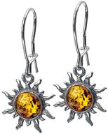 ☀️ radiant sunlight: light amber sterling silver sun earrings" logo