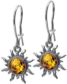 img 1 attached to ☀️ Radiant Sunlight: Light Amber Sterling Silver Sun Earrings"