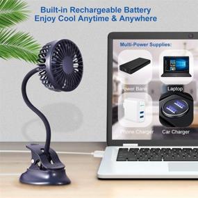 img 1 attached to Mikikin Portable Mini Clip-on Stroller Fan: Versatile, Quiet, USB Rechargeable, Ideal for Home, Office, Car, Travel, Camping, Outdoor