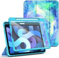 timovo new ipad air 4 case - 10.9-inch 2020, dreamy nebula design, slim trifold folio cover with built-in screen protector, apple pencil holder & auto sleep/wake logo